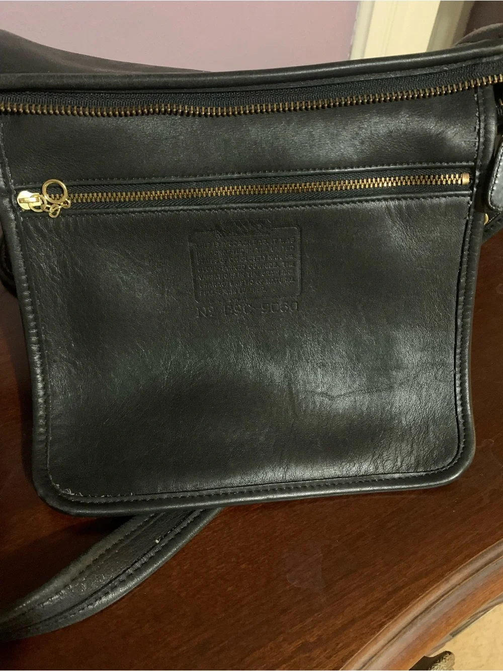 Vintage COACH Purse 9060 Black Leather Duffle Sac Shoulder Bag Hobo Bucket
